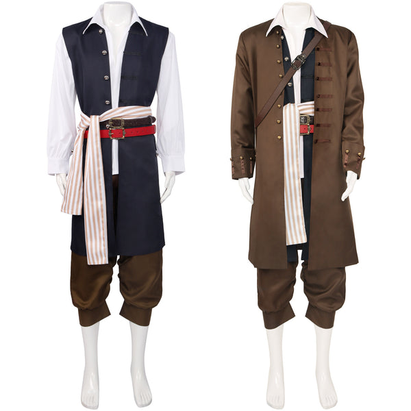 Men Jack Sparrow Cosplay Costume Jackie Captain Khaki Pirate Uniform