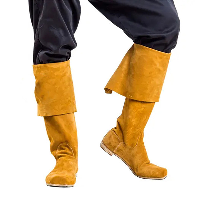 Mens Renaissance Cosplay Knee Length Boots Pirate Viking Shoes