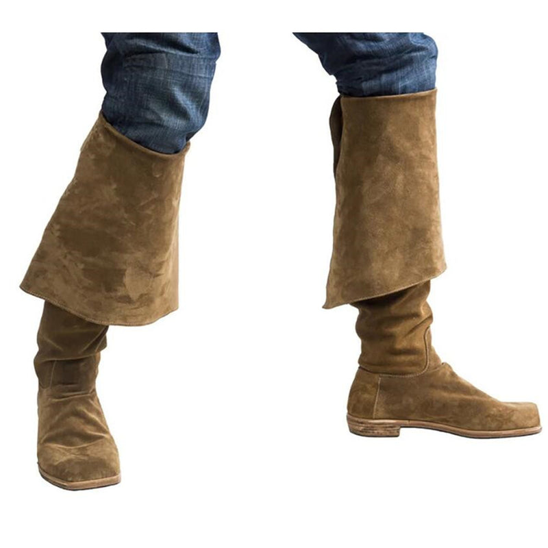 Mens Renaissance Cosplay Knee Length Boots Pirate Viking Shoes