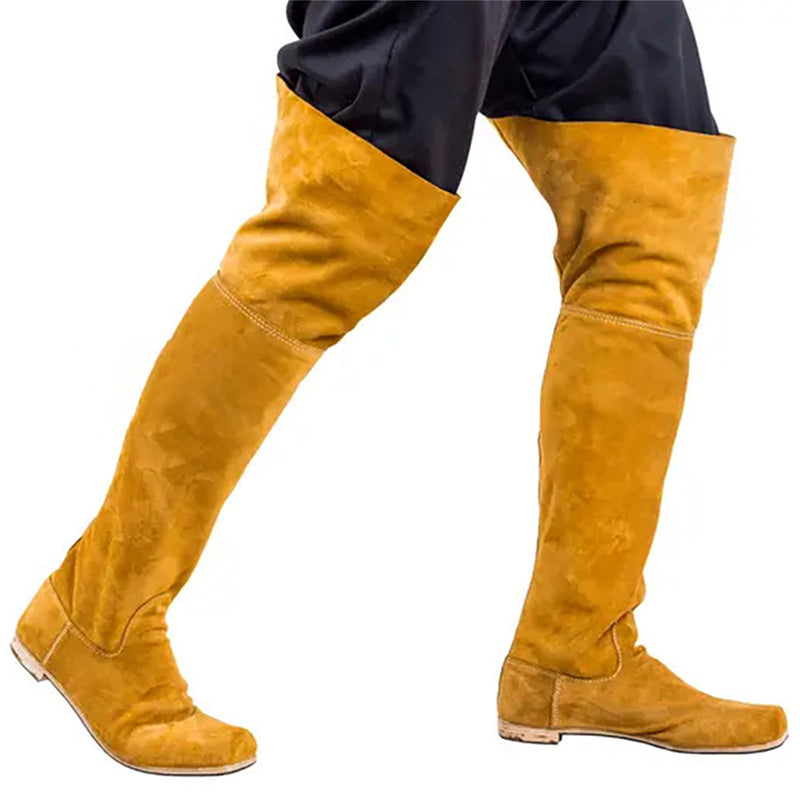 Mens Renaissance Cosplay Knee Length Boots Pirate Viking Shoes