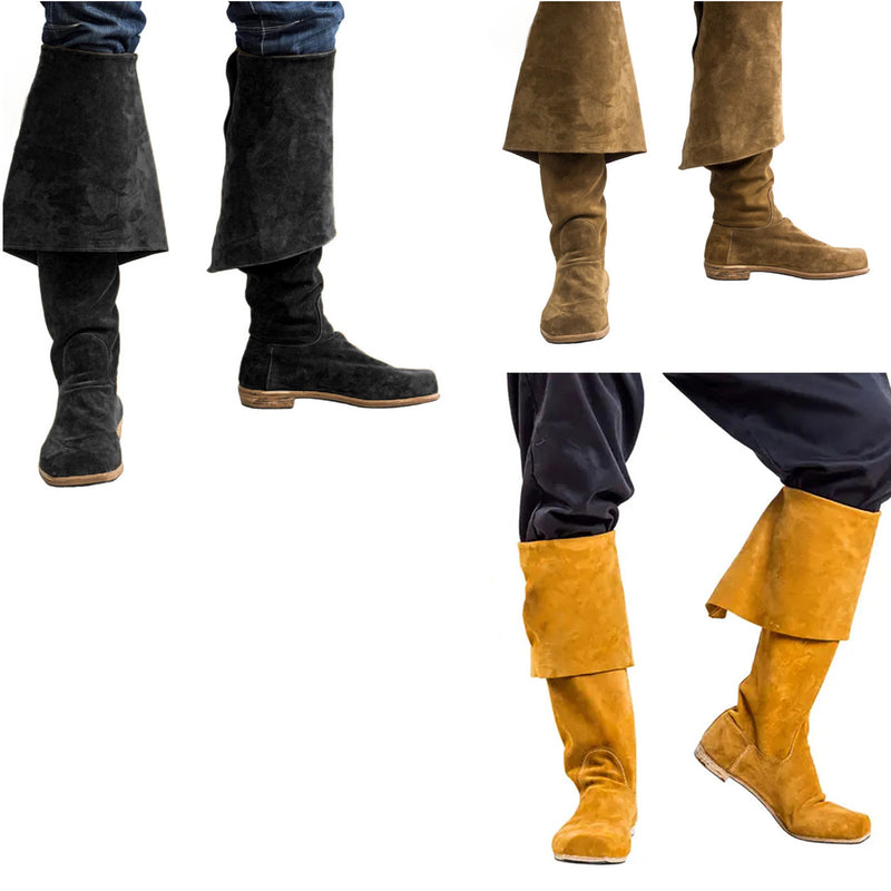 Mens Renaissance Cosplay Knee Length Boots Pirate Viking Shoes