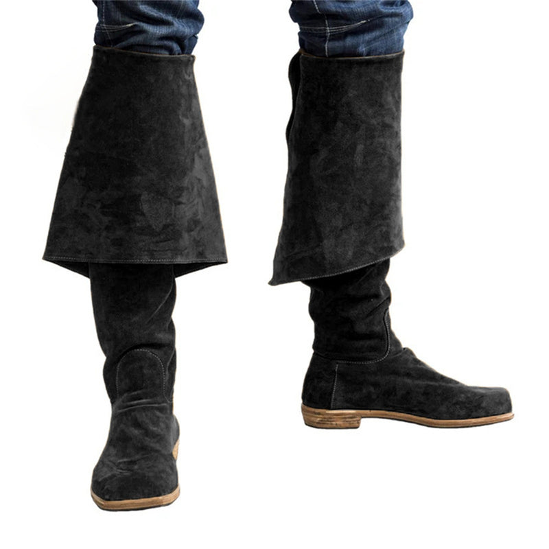 Mens Renaissance Cosplay Knee Length Boots Pirate Viking Shoes