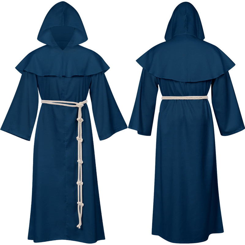 Monk Tunic Robe Medieval Friar Priest Cosplay Hooded Cloak