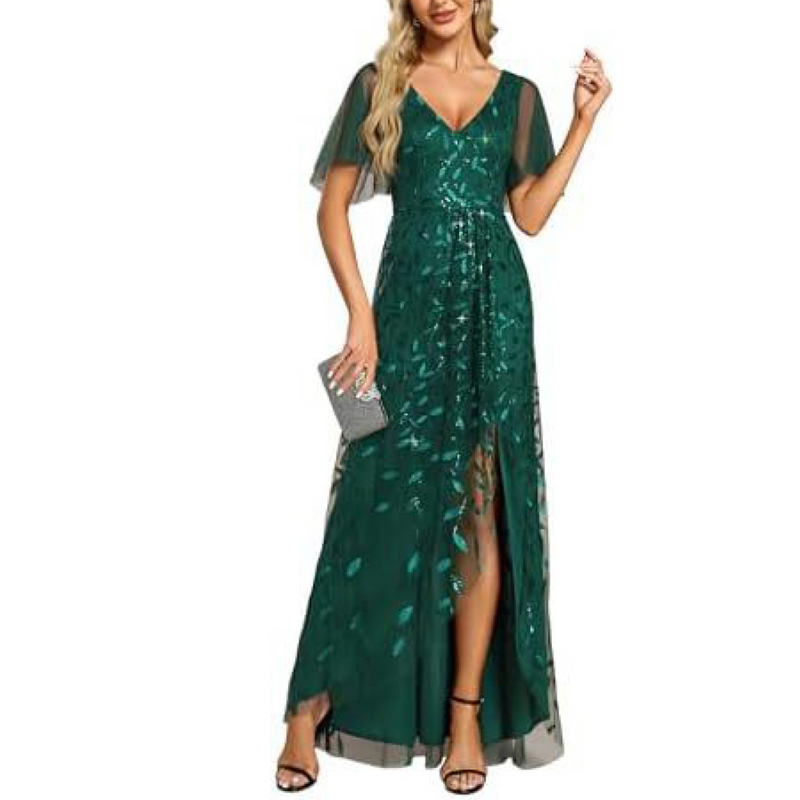 Mother of The Bride Gown for Wedding Sequin Sparkly Evening Dress