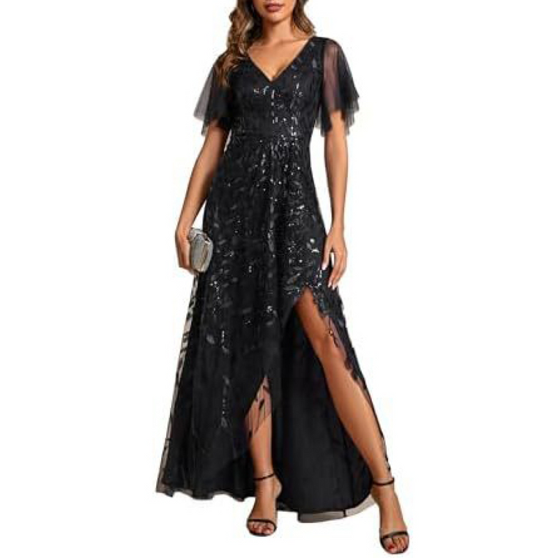 Mother of The Bride Gown for Wedding Sequin Sparkly Evening Dress