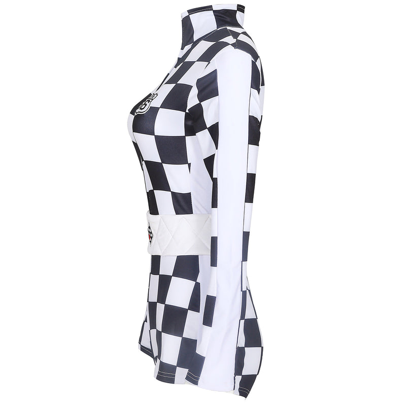 Motorcycle Plaid Jumpsuit Nightclub DS Suit Cheerleading Cosplay Costume