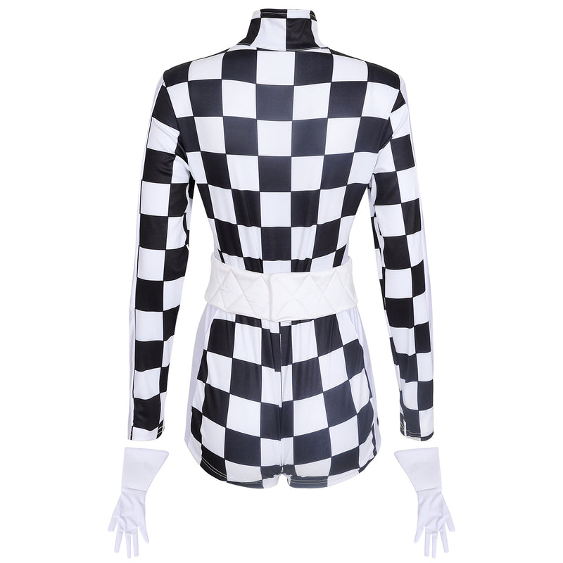 Motorcycle Plaid Jumpsuit Nightclub DS Suit Cheerleading Cosplay Costume