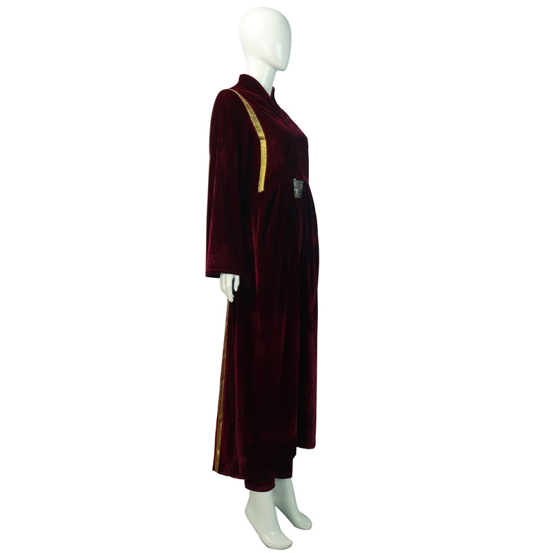 Movie Star Wars Amidala Cosplay Costume Burgundy Velvet Dress