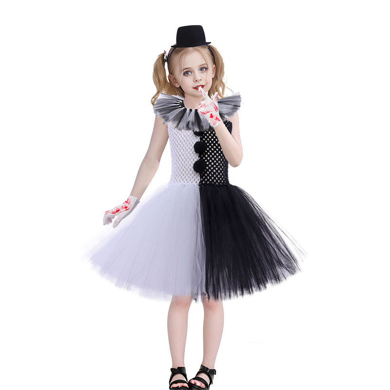 Movie Terrifier Clown Child Tulle Mesh Dress Cosplay Costume