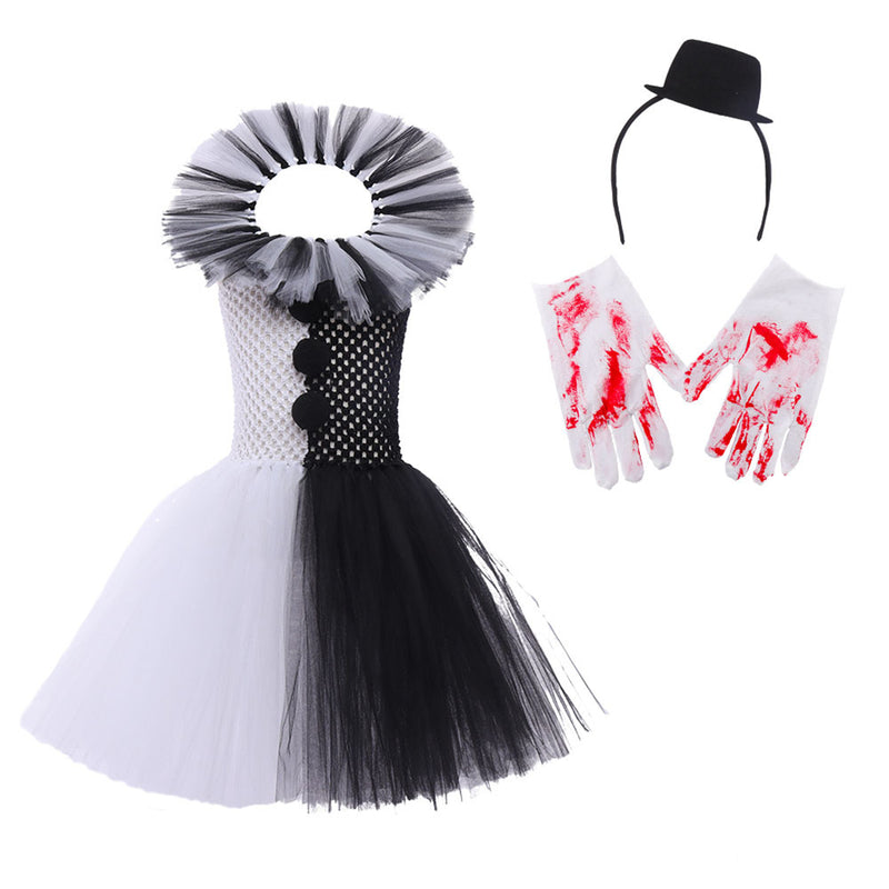 Movie Terrifier Clown Child Tulle Mesh Dress Cosplay Costume