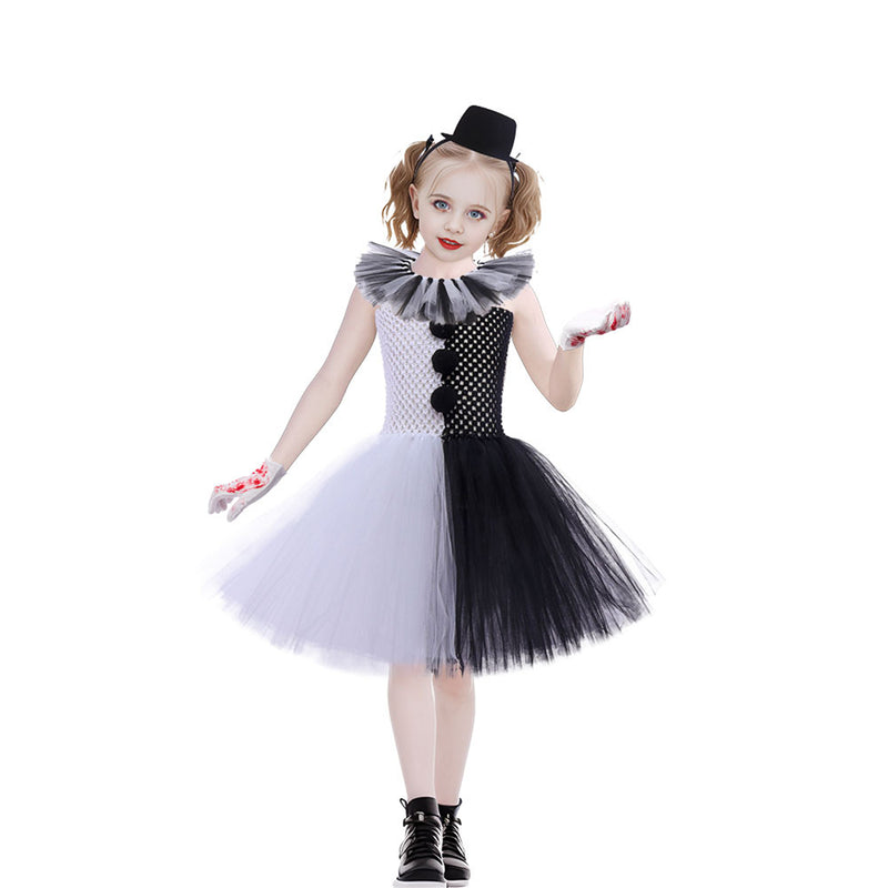 Movie Terrifier Clown Child Tulle Mesh Dress Cosplay Costume