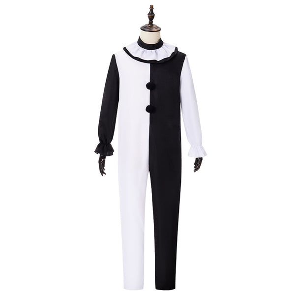 Movie Terrifier Clown Cosplay Costume Black and White Patchwork Jumpsuit Funny Horror Uniform