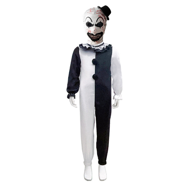 Movie Terrifier It Clown Cosplay Child Black White Spliced Jumpsuit