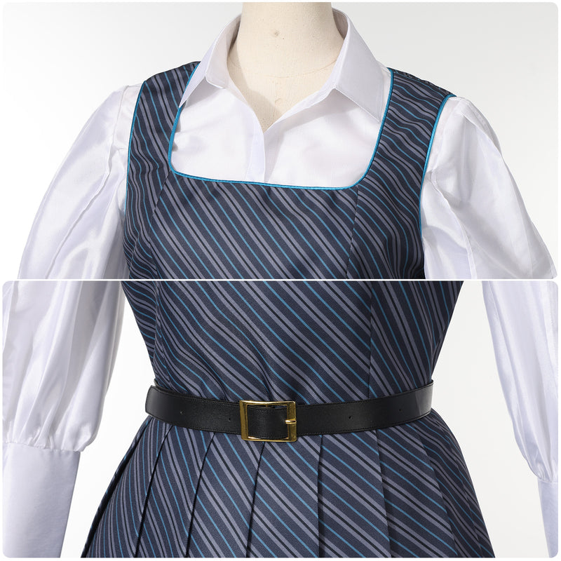 Movie Wicked Nessarose Cosplay Costume Gray Striped Vest Skirt