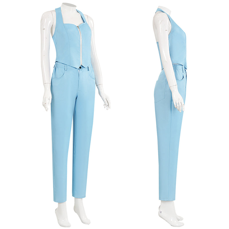 Movies MaXXXine Cosplay Costume Women Blue Suits