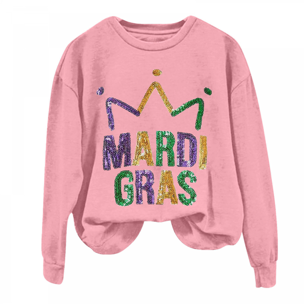 O Neck Pullover Carnival Party Comfy Cute T-shirts Mardi Gras Sweatshirt