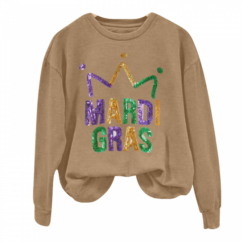 O Neck Pullover Carnival Party Comfy Cute T-shirts Mardi Gras Sweatshirt