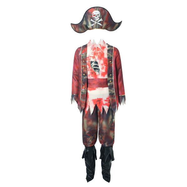 Pirate Cosplay Buccaneer Headpiece Pants Jacket Hat Belt Foot Cover