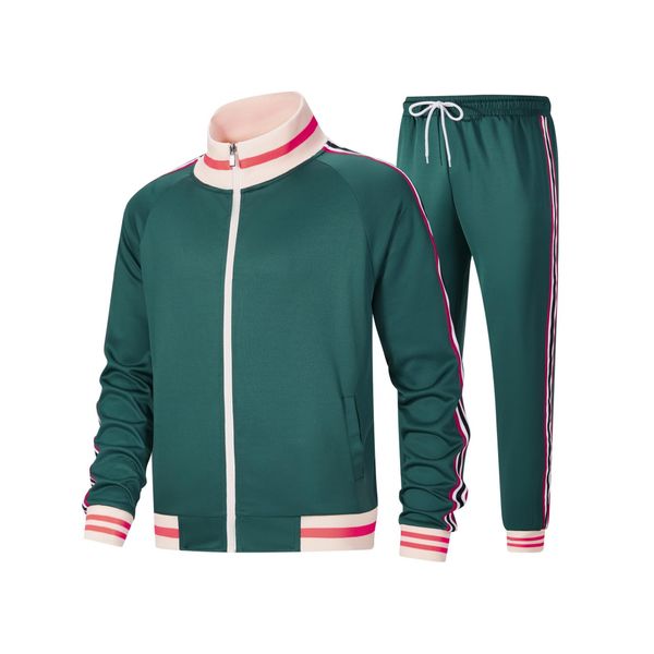 Plus Size Men Track suits Long Sleeve Full-zip Sweatsuit Coat Pants