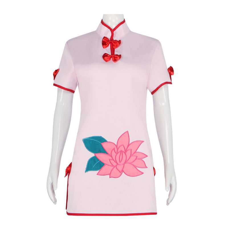 Ranma ½ Shampoo Cosplay Costume Women Pink Cheongsam Apron