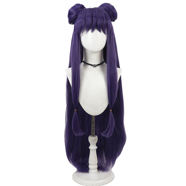 Ranma ½ Shampoo Cosplay Wig Purple Straight Hair With Circle Buns