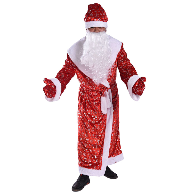 Red Santa Hat Beard Gloves Bag Christmas Cosplay Costume