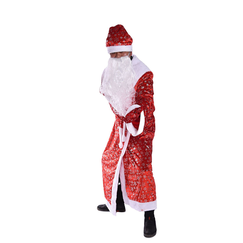 Red Santa Hat Beard Gloves Bag Christmas Cosplay Costume