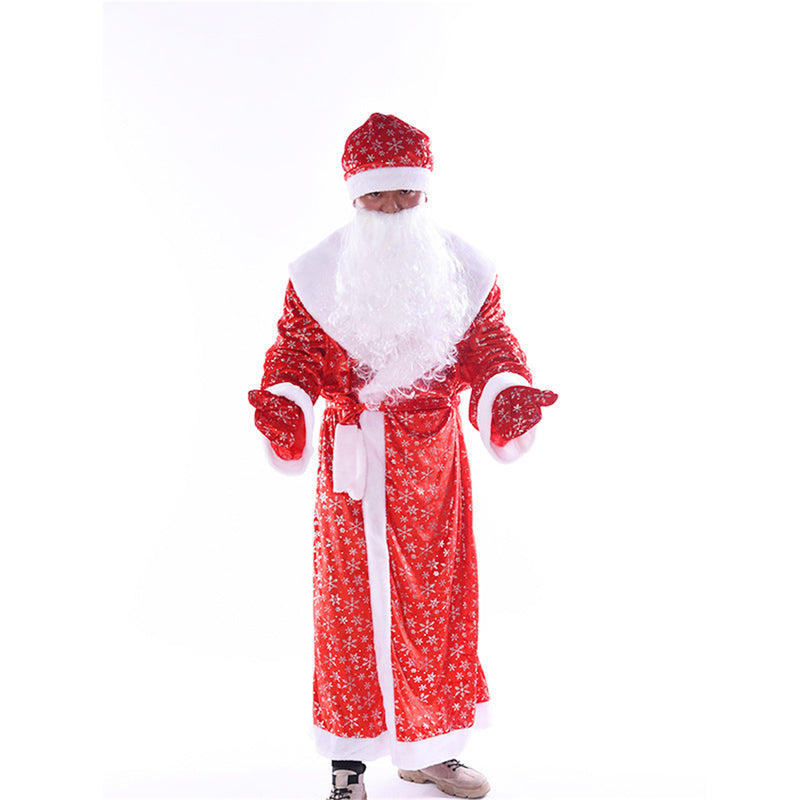 Red Santa Hat Beard Gloves Bag Christmas Cosplay Costume