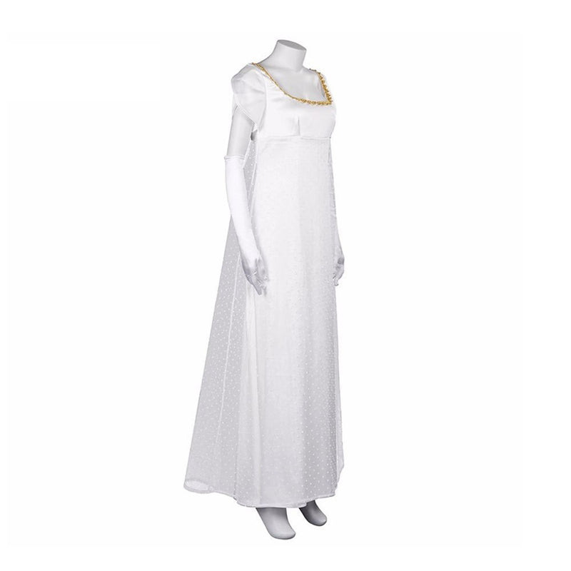 Regency Dress Women Empire Waist Brigerton Costume with Gloves