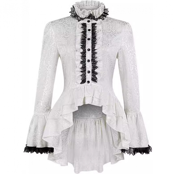 Renaissance Victorian Medieval Lolita Lotus Ruffle Elegant Dressy Women Top