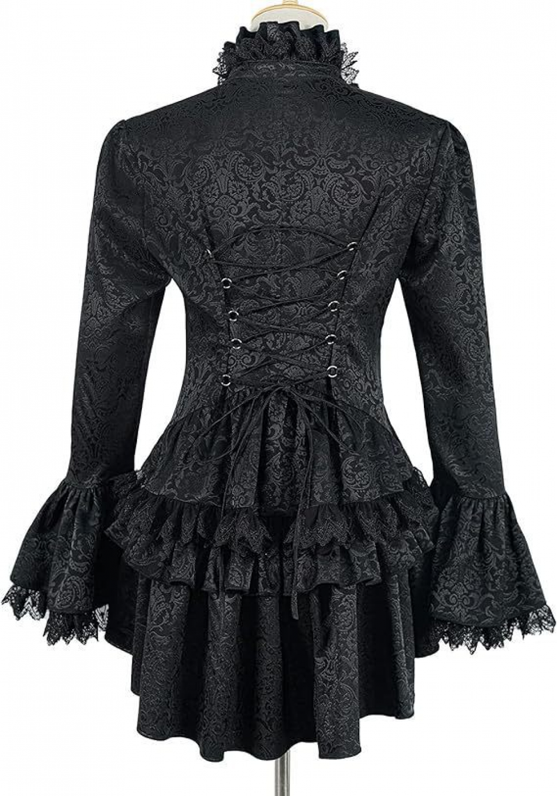 Renaissance Victorian Medieval Lolita Lotus Ruffle Elegant Dressy Women Top