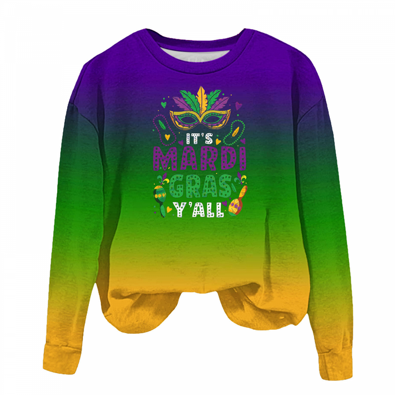 Round Neck Sweatshirts Feather Printing Comfortable Carnival Sweater