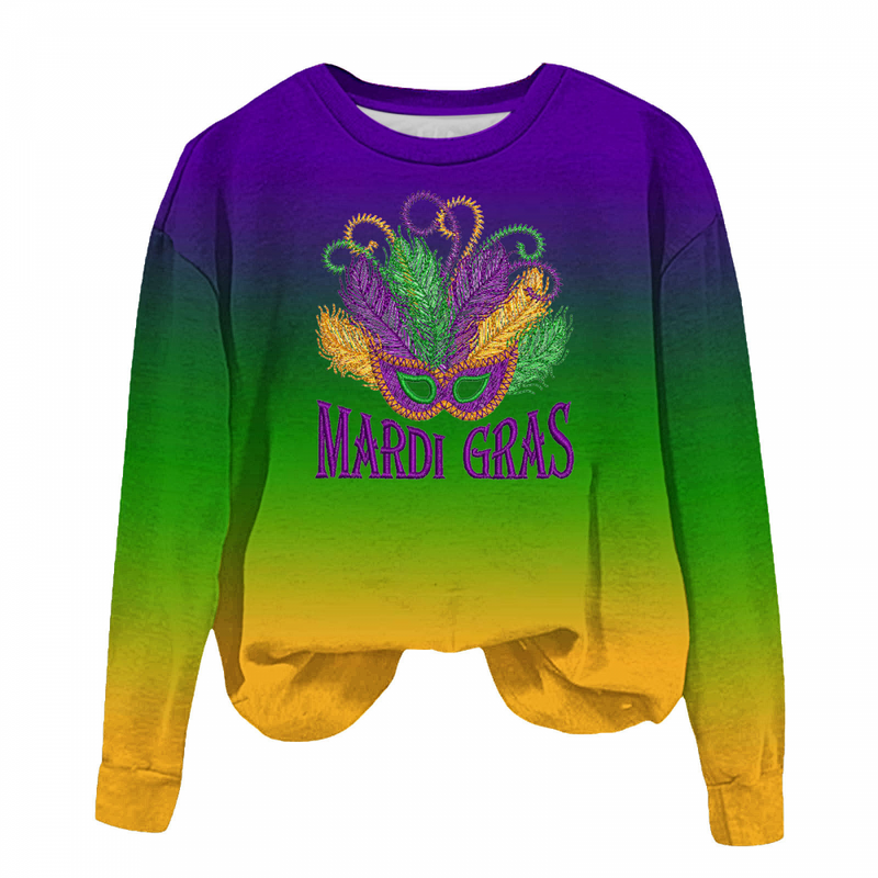 Round Neck Sweatshirts Feather Printing Comfortable Carnival Sweater