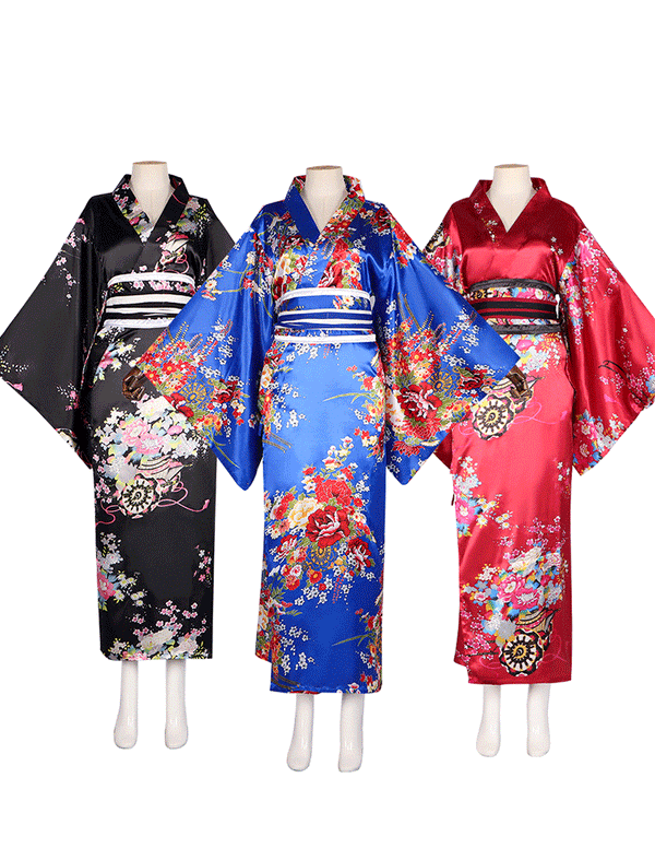 Sakura Pattern Bathrobe Japanese Traditional Yukata Cosplay Kimono