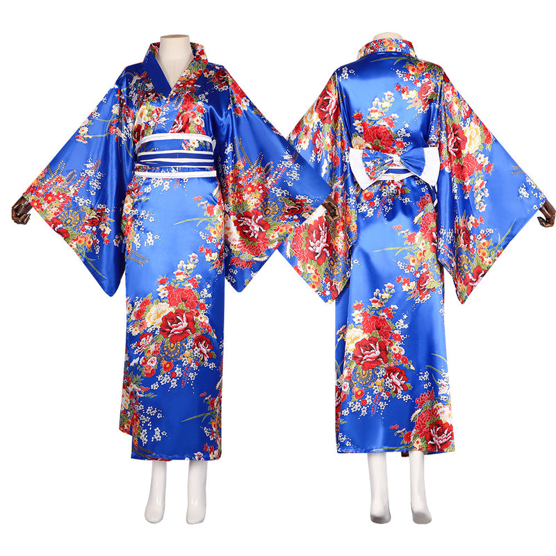 Sakura Pattern Bathrobe Japanese Traditional Yukata Cosplay Kimono