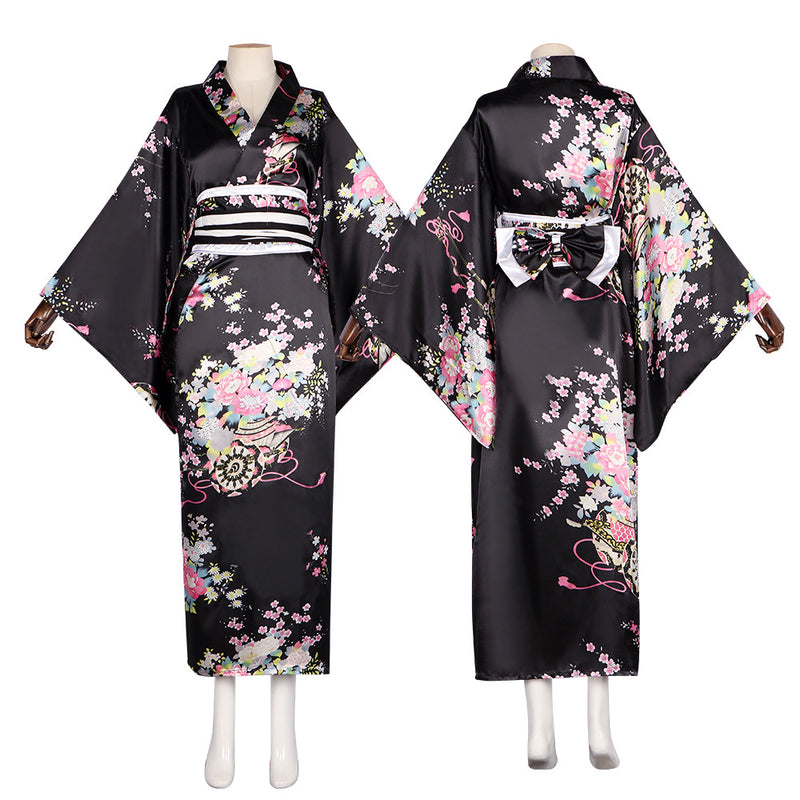 Sakura Pattern Bathrobe Japanese Traditional Yukata Cosplay Kimono