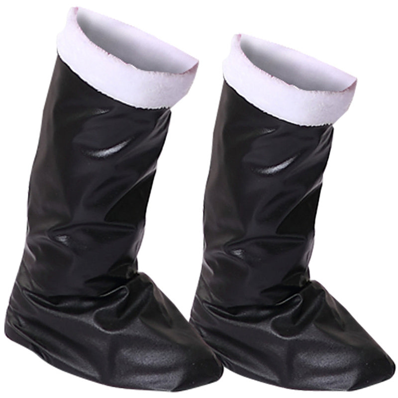 Santa Claus Cosplay Christmas Shoes Cover Adult Kids Black Boots