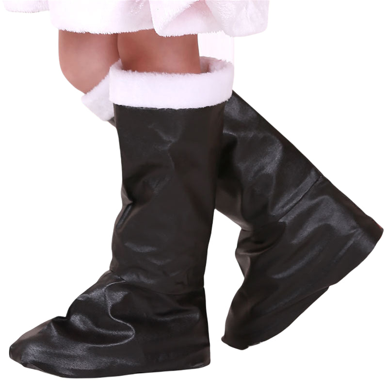 Santa Claus Cosplay Christmas Shoes Cover Adult Kids Black Boots