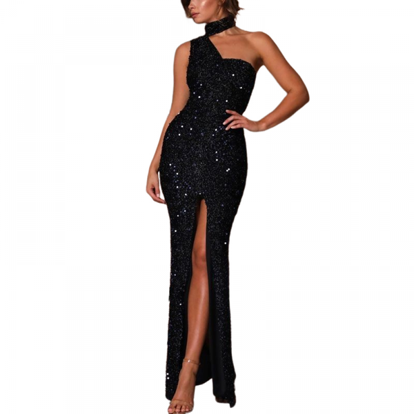 Sequin Sexy Halter High Split Bodycon Cocktail Evening Formal Party Dress