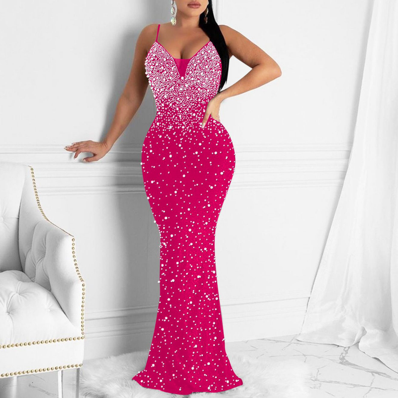 Sequin Sparkly Rhinestone Mermaid Cocktail Party Bodycon Evening Dress