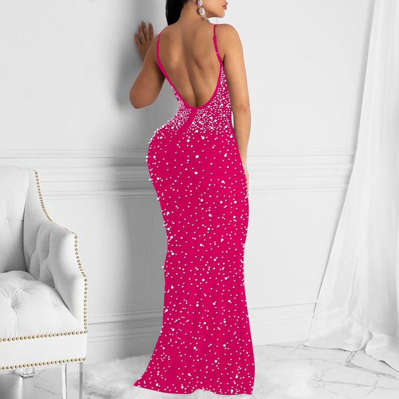 Sequin Sparkly Rhinestone Mermaid Cocktail Party Bodycon Evening Dress