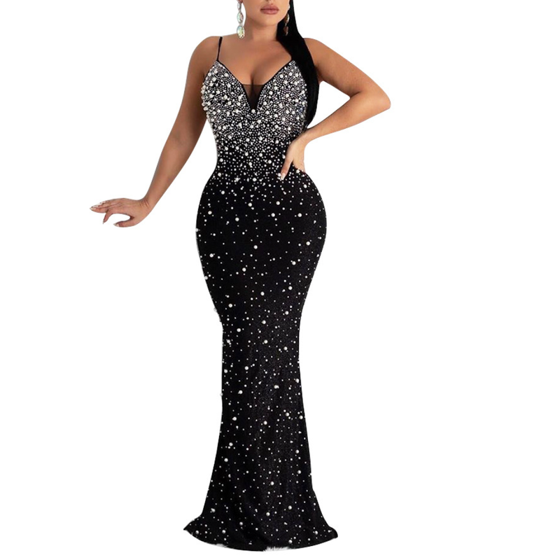 Sequin Sparkly Rhinestone Mermaid Cocktail Party Bodycon Evening Dress