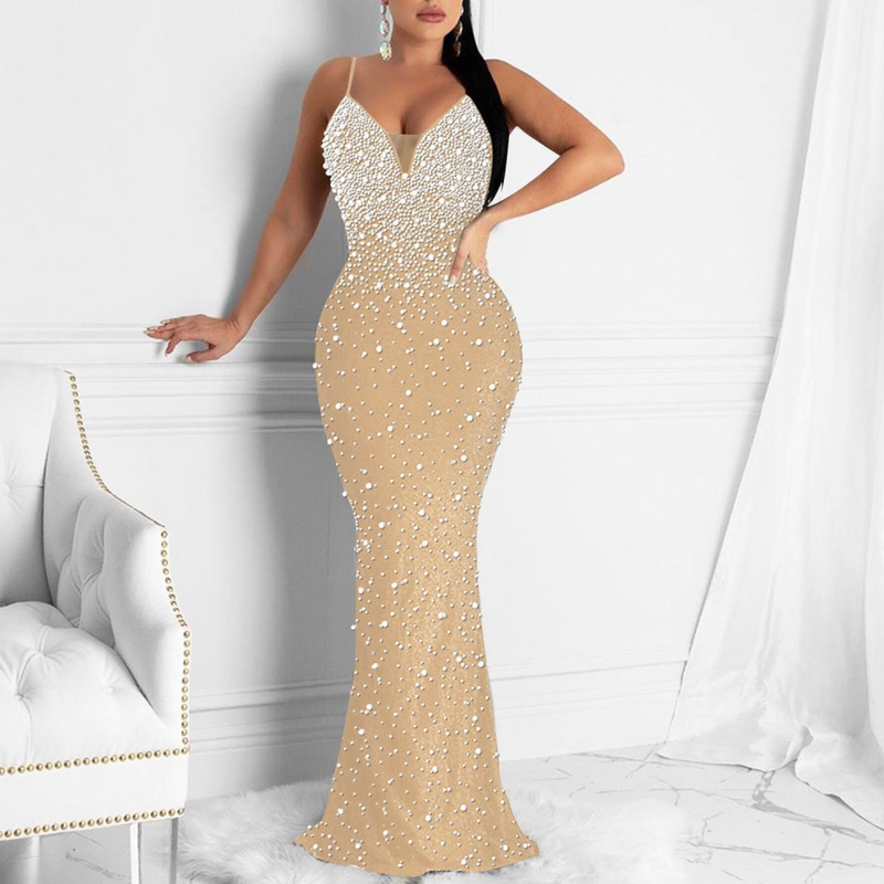 Sequin Sparkly Rhinestone Mermaid Cocktail Party Bodycon Evening Dress