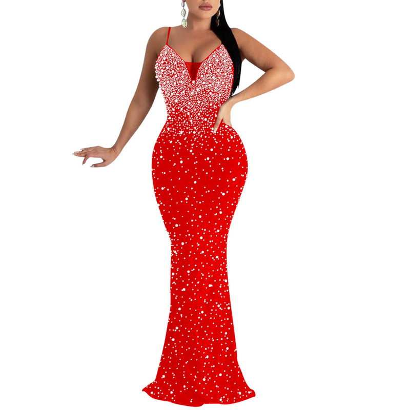 Sequin Sparkly Rhinestone Mermaid Cocktail Party Bodycon Evening Dress