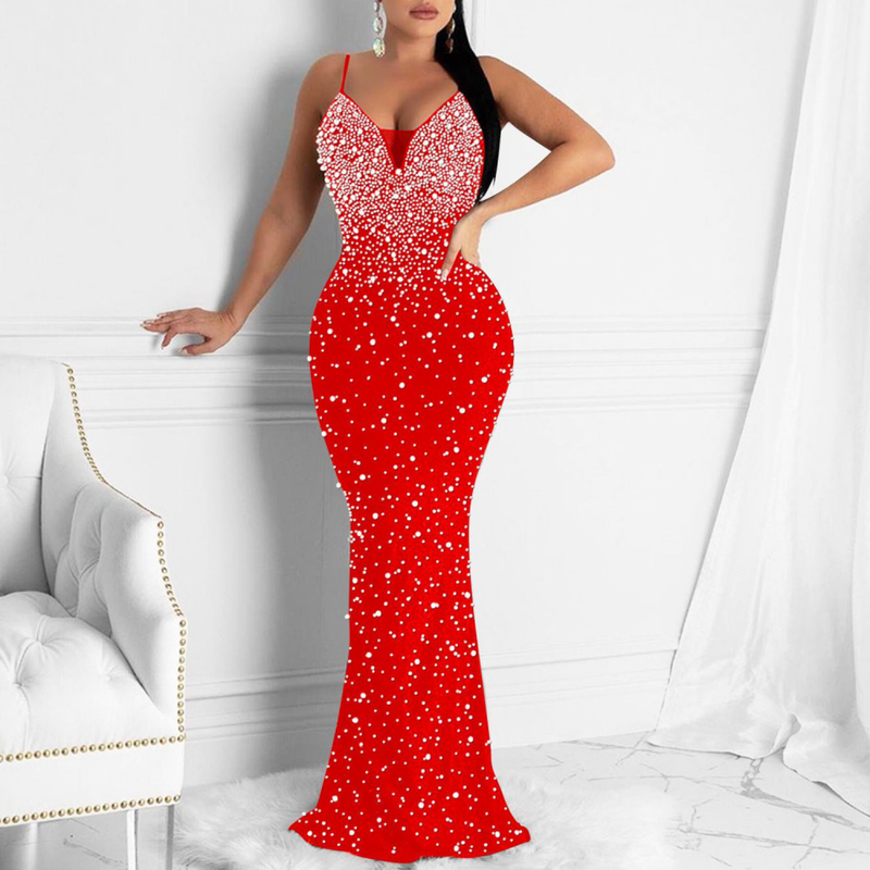 Sequin Sparkly Rhinestone Mermaid Cocktail Party Bodycon Evening Dress