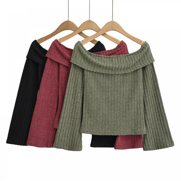 Sexy Off The Shoulder Women Knit Sweater Trendy Slim Fit Tops