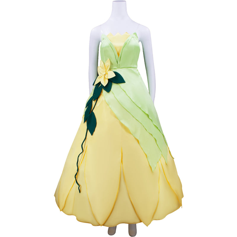 Sexy Strapless Princess Tiana Cosplay Costume Ball Gown