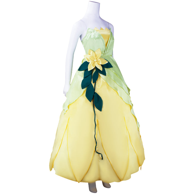 Sexy Strapless Princess Tiana Cosplay Costume Ball Gown