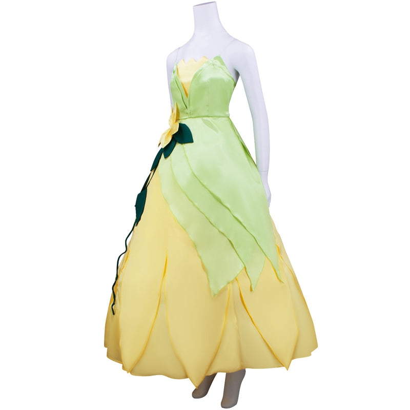 Sexy Strapless Princess Tiana Cosplay Costume Ball Gown