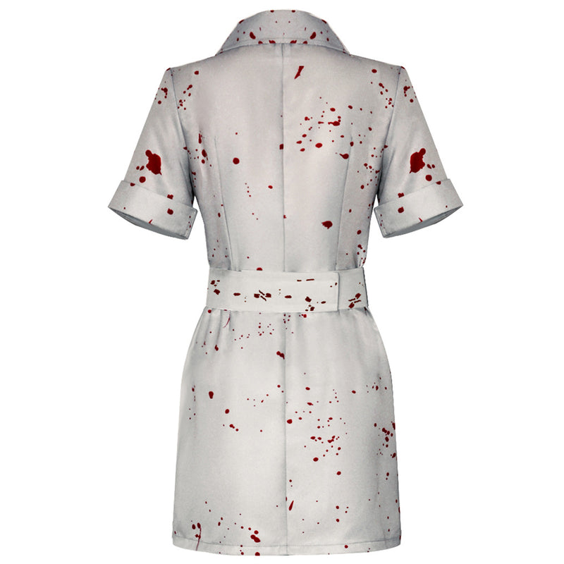 Silent Hill 2 Nures Cosplay Costumes Female Ghost with Blood White Dress